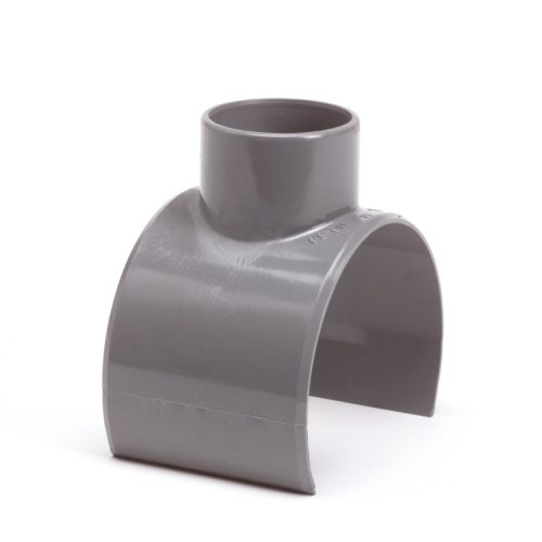 Grijs pvc lijmzadel voor realiseren afvoer waterontharder