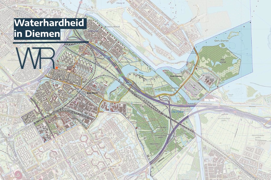 Stadskaart Diemen Waterhardheid
